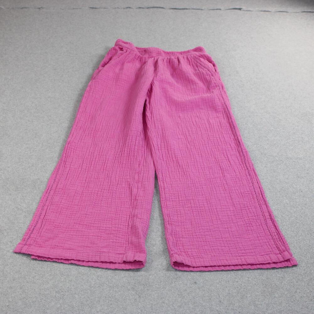 Aerie Pants Women Small Pink Gauze Wide Leg Elastic Waist Lounge Pull On Coastal